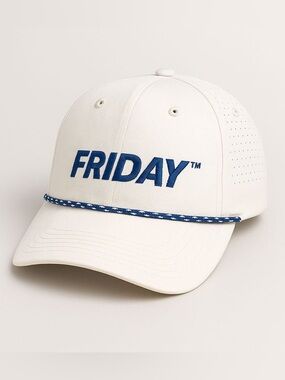 Friday Pickleball Adjustable Rope Hat Hat White/Blue OS NWT